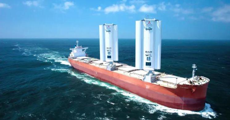 Wind-powered cargo ship sets sail on the maiden voyage