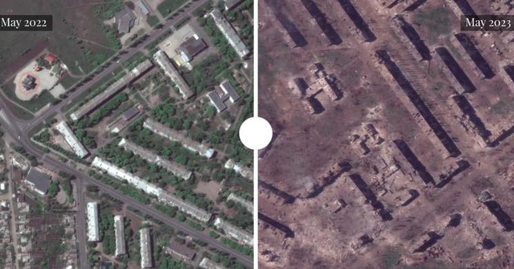 Satellite images show the scale of destruction in Bakhmut, Ukraine